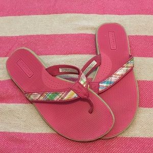 Sperry Top Sider Pink Bling Plaid Sandals 7.5